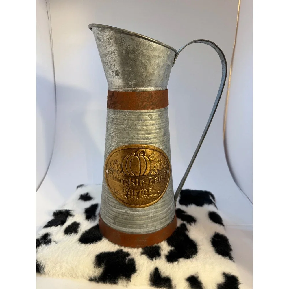 Celebrate the Season Pumpkin Patch Farms Galvanized Metal Decorative Pitcher Jug